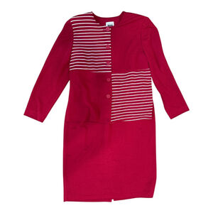 Leslie Fay Women's Vintage Two-Piece Suit, Size 16, Red, Long Sleeve